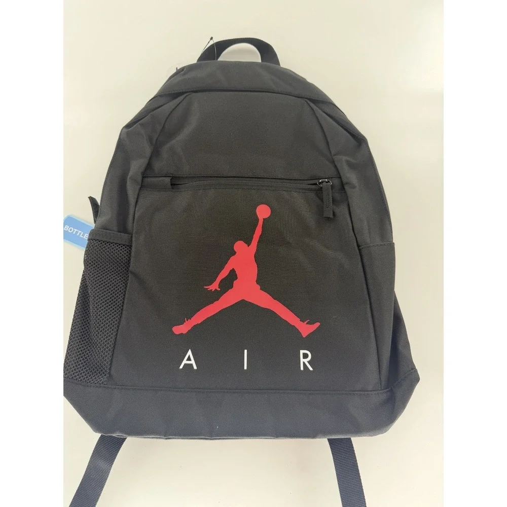 Nike Jordan Air School Backpack Pencil Case Bottle Pocket Large Black 9A0503-023